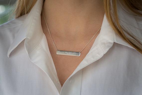 Coordinates Bar Necklace in Sterling Silver or Gold