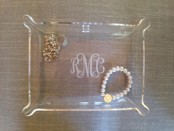 monogram acrylic ring dish