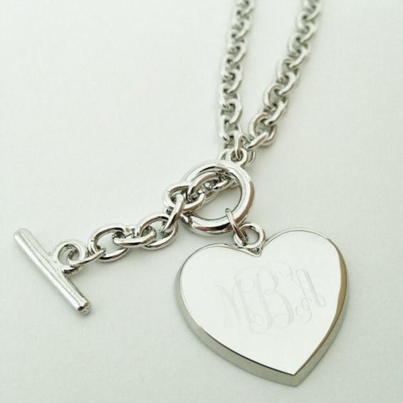 Heart Toggle Bracelet Engraved Monogram Bracelets