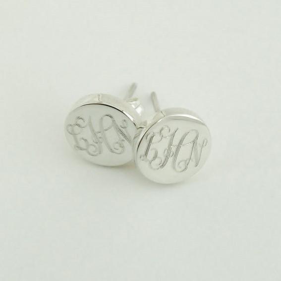 Monogram Stud Earrings in Sterling Silver
