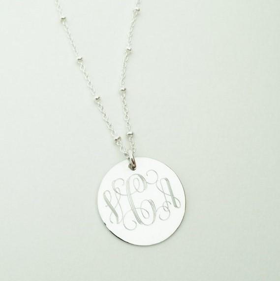 Sterling Silver or Gold Filled Monogrammed Necklace with Satellite Chain