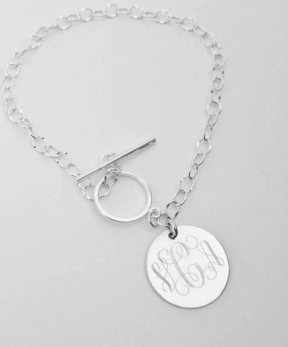 Monogram Toggle Bracelet in Sterling Silver
