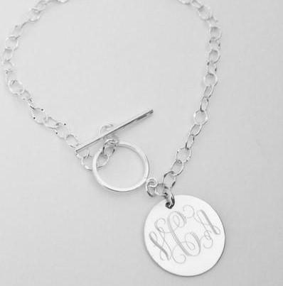 Monogram Toggle Bracelet in Sterling Silver