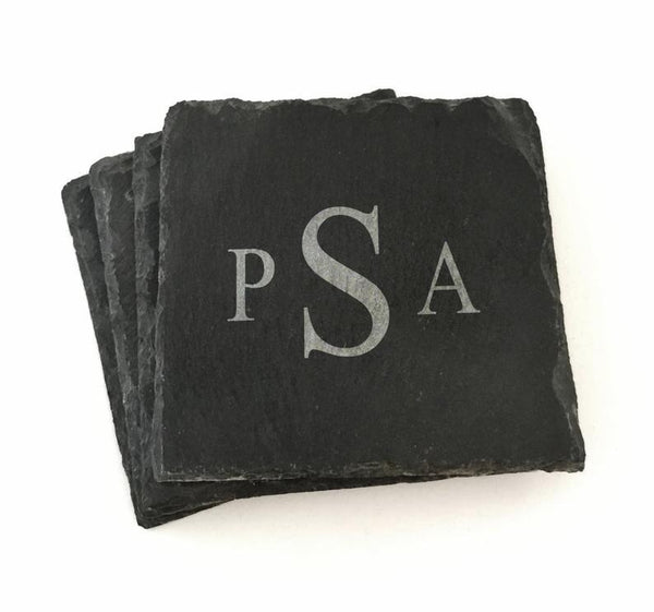 Monogram Slate Coaster Set of 4 Personalized Coasters
