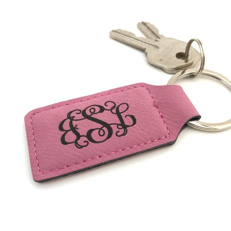 Personalized Faux Leather Key Chain