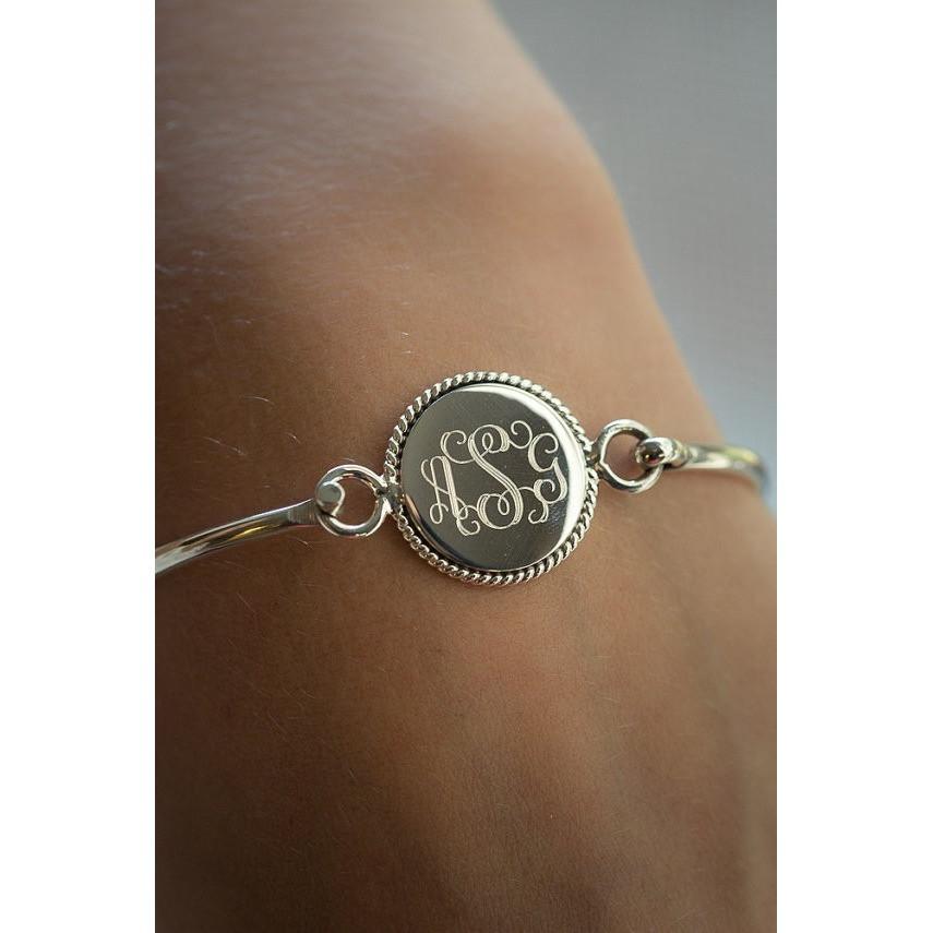 Nautical Rope Latch Bangle Bracelet in Sterling Silver
