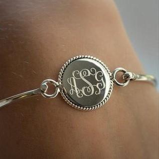 Nautical Rope Latch Bangle Bracelet in Sterling Silver