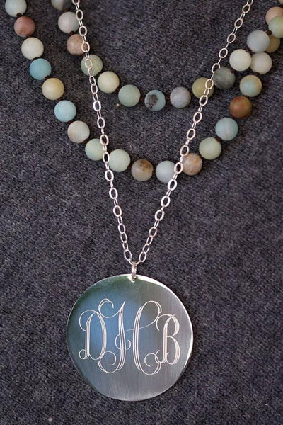 Large Silver Monogram Necklace