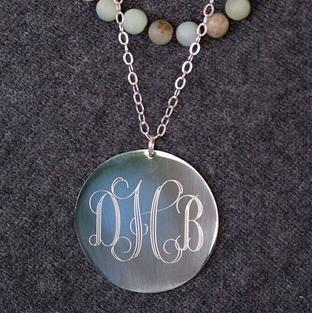 Oversized Long Silver Monogram Necklace