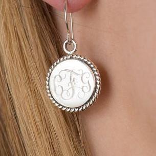 Nautical Rope Monogram Earrings in Sterling Silver