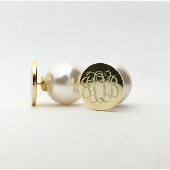 gold monogram stud earrings