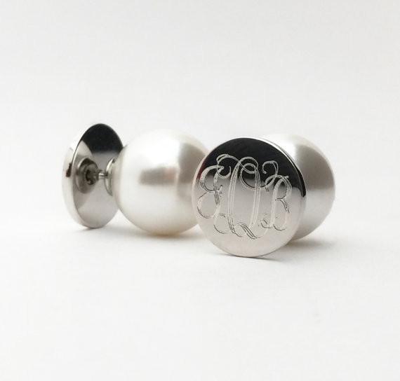 monogram pearl earrings