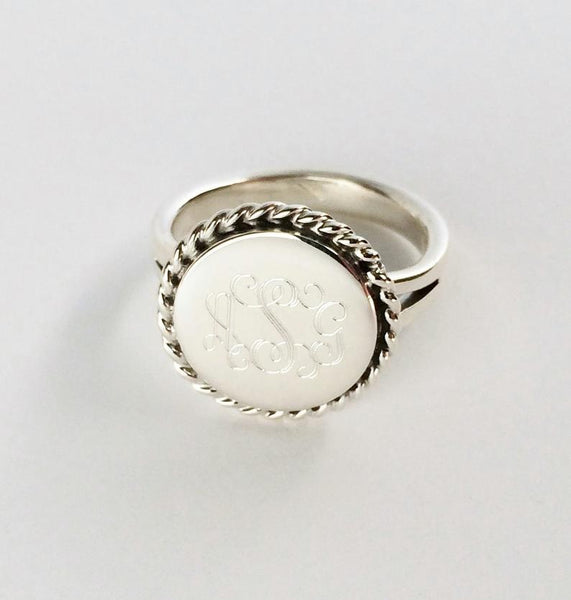 Nautical Monogram Ring in Sterling Silver