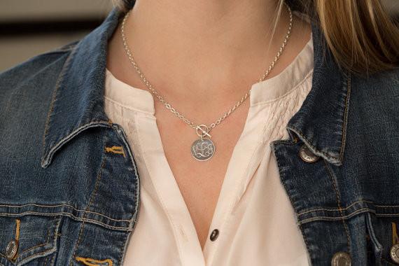 Monogram Sterling Silver Toggle Necklace