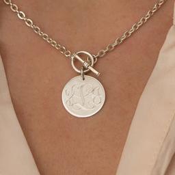Monogram Sterling Silver Toggle Necklace