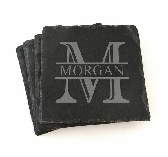 Monogrammed Slate Coaster Set of 4 Custom Coasters