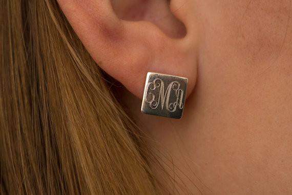 Square Monogram Earrings