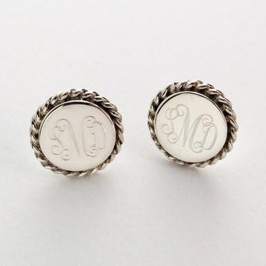 Nautical Rope Monogram Stud Earrings in Sterling Silver